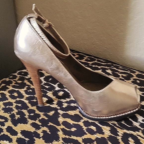 BCBGeneration Shoes - BCBGeneration BRISTOL Metallic Gold  Peep Toe Heels 8 1/2 Medium